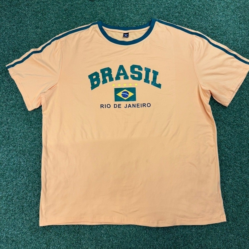 Manfinity Brasil Rio De Janeiro Graphic T-Shirt Peach Green‎ Mens 2XL R4L3BE22
